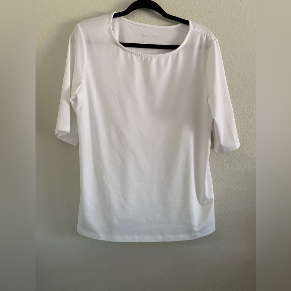 Susan Graver modern essentials liquid knit top White Shirt - Picture 2 of 4